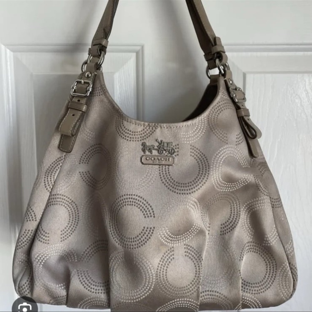 Coach Gray Shoulder Bag with Metallic Finish